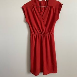 Como Vintage Surplice Neck Belted Rust Colored Dress XS.